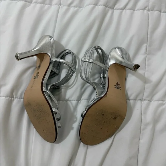 Silver Rhinestone Strappy Heels - Picture 4 of 7